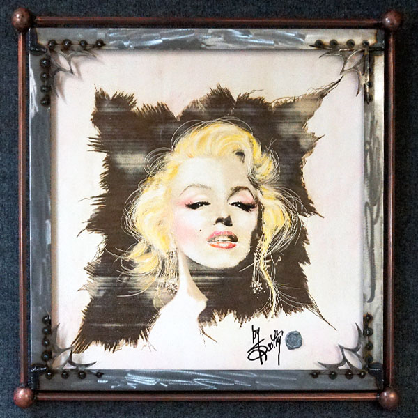 She Blushed 1-12 Studio Edition, acrylic on etched Venetian plaster by fine art artist Scotty Ziegler with custom steel frame.